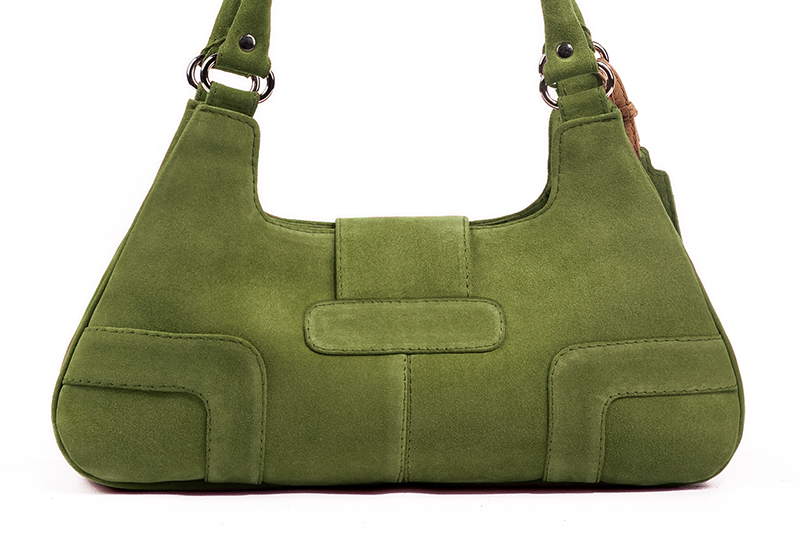 Dress handbag in pistachio green leather - Rear view